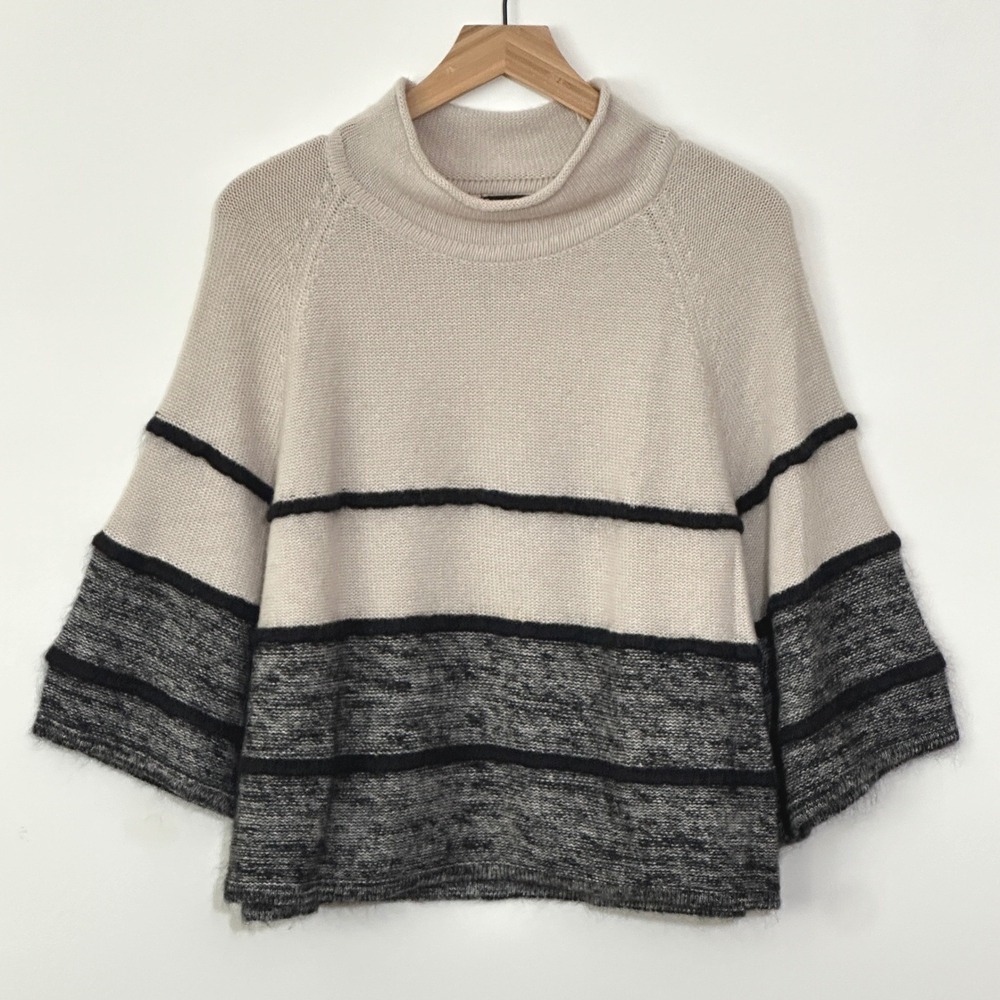 Sen Womens Sweater 1 S Neutral Mohair Cashmere Blend Stripe Relaxed Modern Cozy